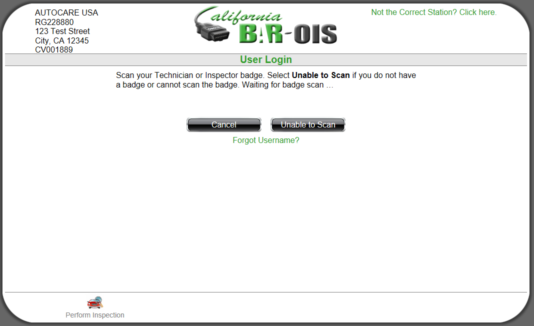 Logging into Perform Inspection