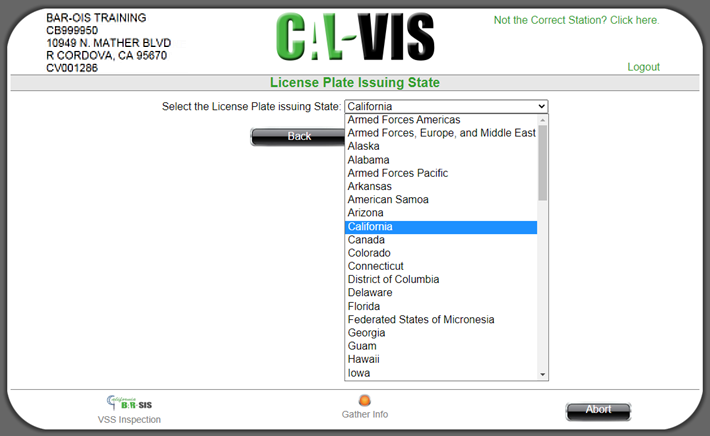 Safety Systems Vehicle Data Entry
