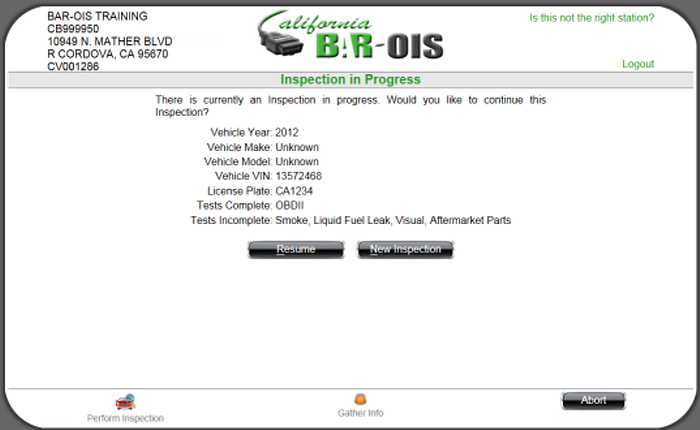 Inspection In Progress Inspection In Progress Determined